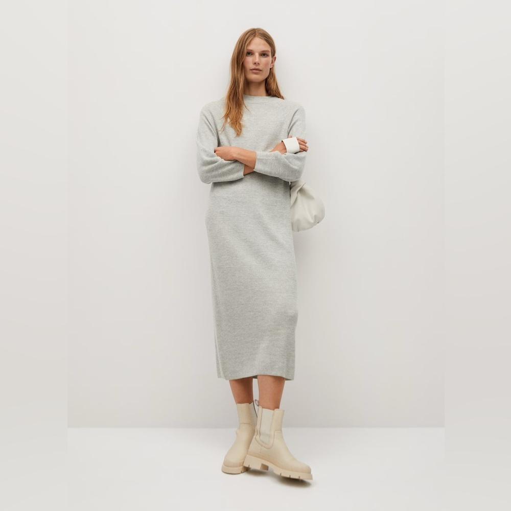 Elegant Gray Knit Dress